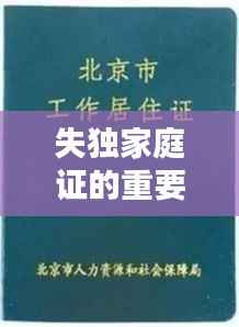失独家庭证的重要性，社会关注与支持的必要性