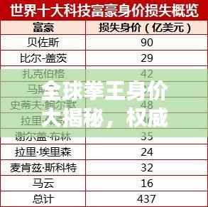 全球拳王身价大揭秘,权威价格排名榜单揭晓!