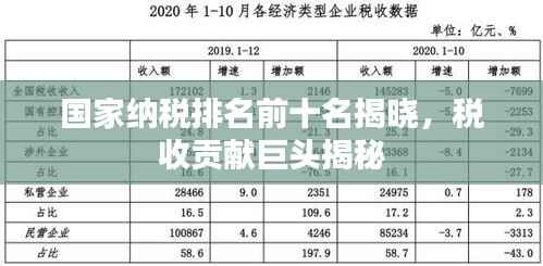 国家纳税排名前十名揭晓,税收贡献巨头揭秘